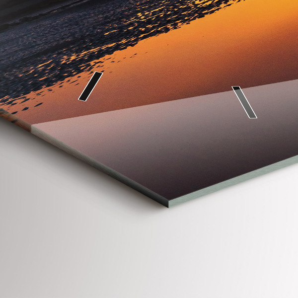 Glass wall clock rectangular Runner and sunset