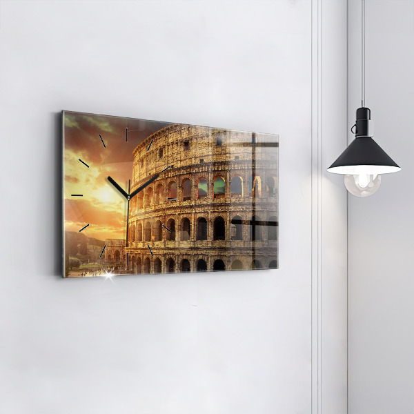 Glass wall clock rectangular Roman Colosseum