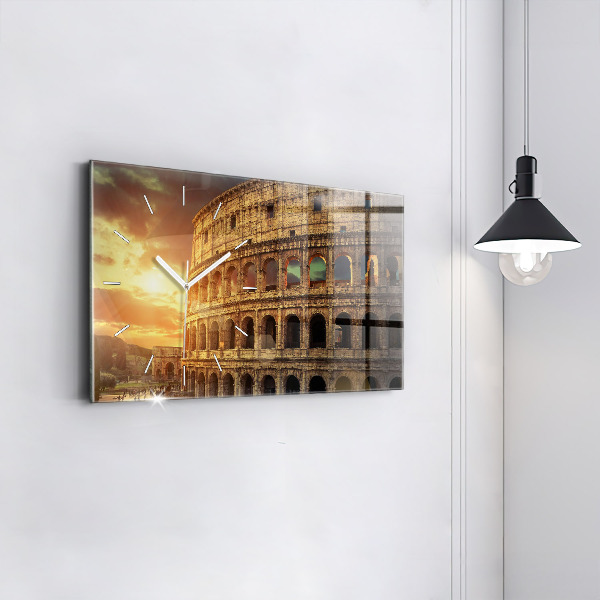 Glass wall clock rectangular Roman Colosseum