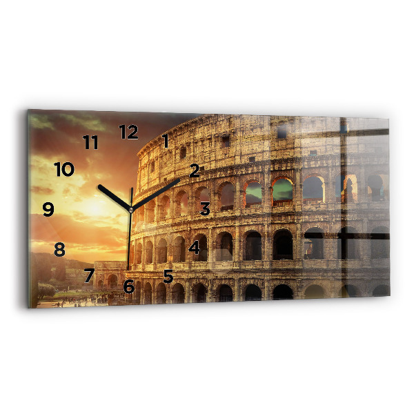 Glass wall clock rectangular Roman Colosseum