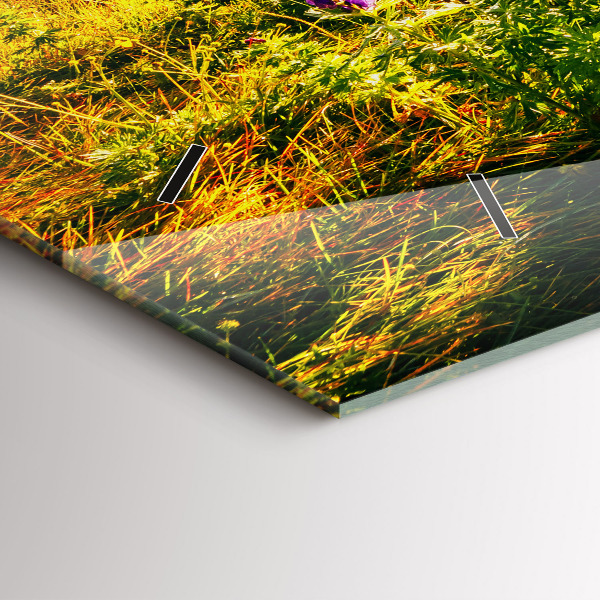 Glass wall clock rectangular Lavender Meadow