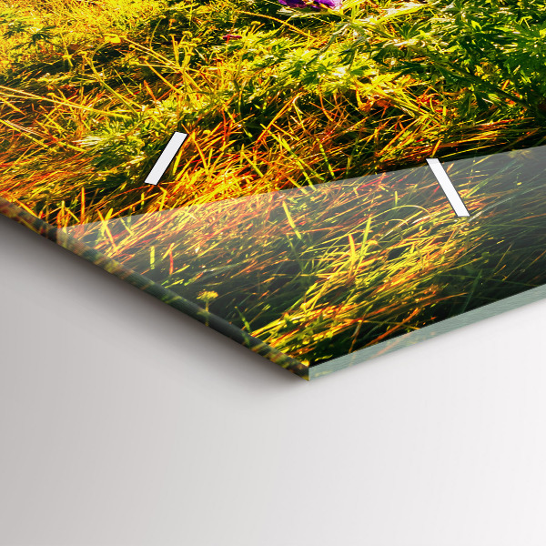 Glass wall clock rectangular Lavender Meadow