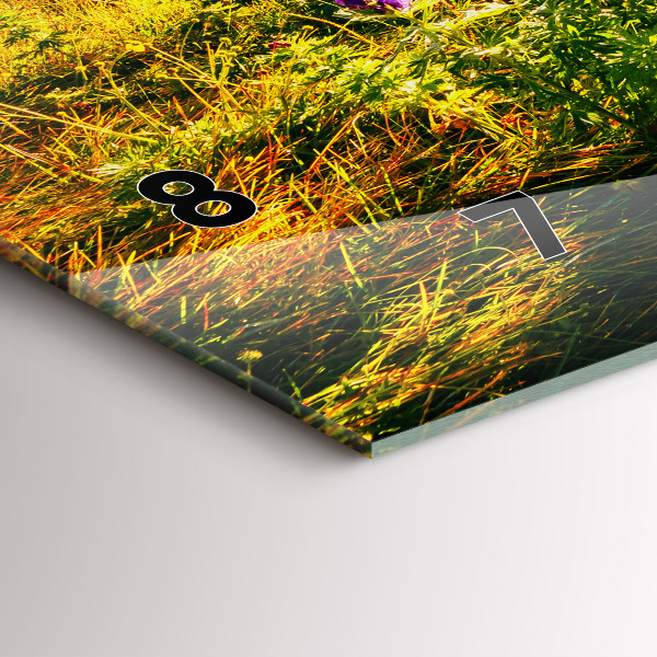 Glass wall clock rectangular Lavender Meadow