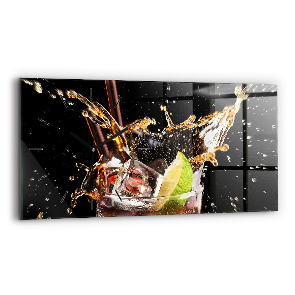 Glass wall clock rectangular Drink with ice