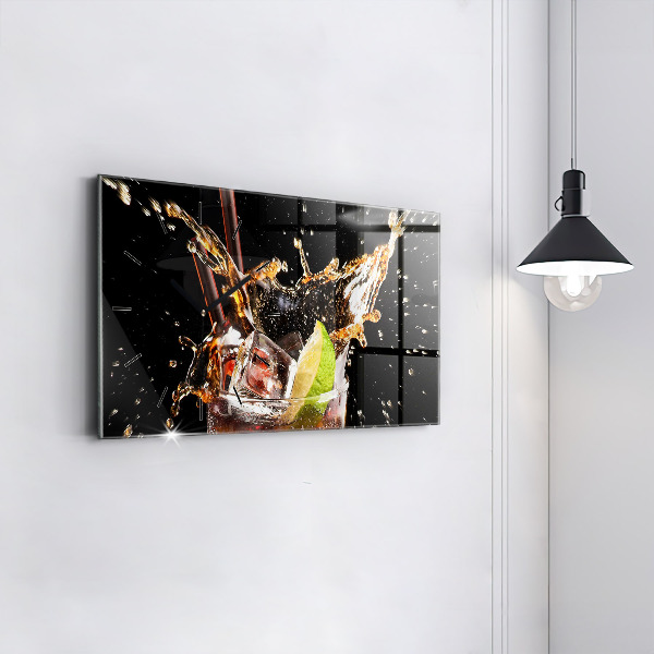 Glass wall clock rectangular Drink with ice