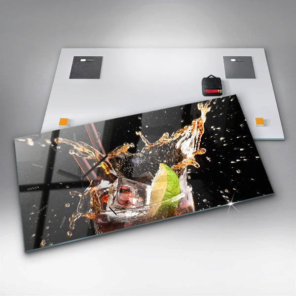 Glass wall clock rectangular Drink with ice