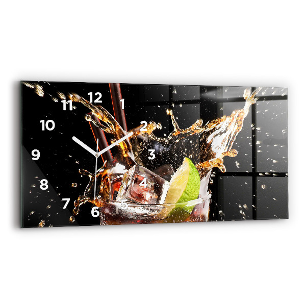 Glass wall clock rectangular Drink with ice