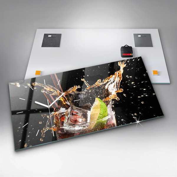 Glass wall clock rectangular Drink with ice