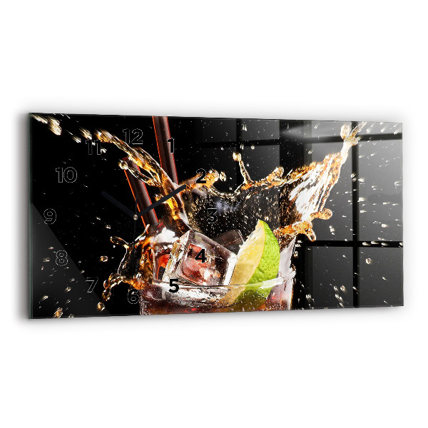 Glass wall clock rectangular Drink with ice