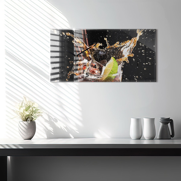 Glass wall clock rectangular Drink with ice