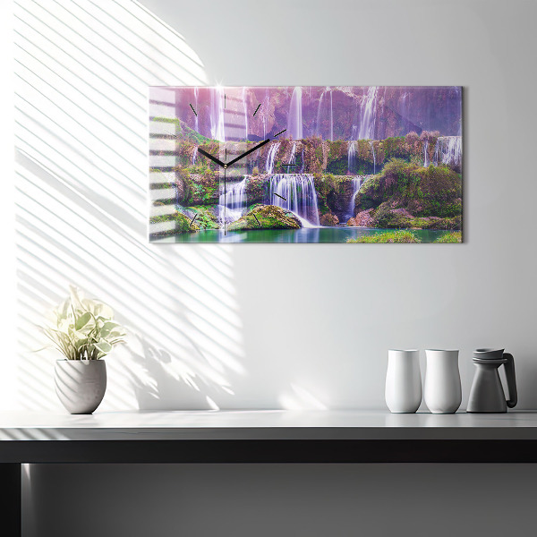 Glass wall clock rectangular Jiulong Waterfall China