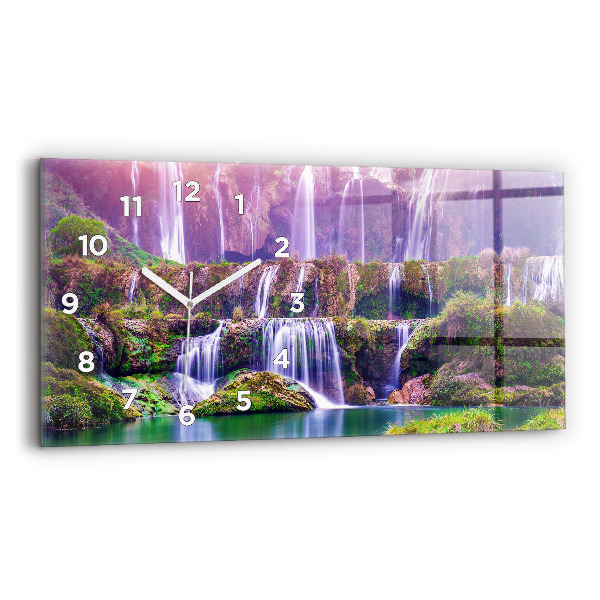 Glass wall clock rectangular Jiulong Waterfall China