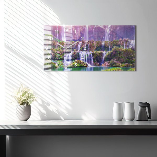 Glass wall clock rectangular Jiulong Waterfall China