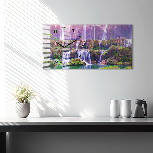 Glass wall clock rectangular Jiulong Waterfall China