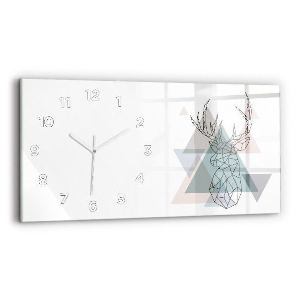 Glass wall clock rectangular Reindeer Scandinavian style