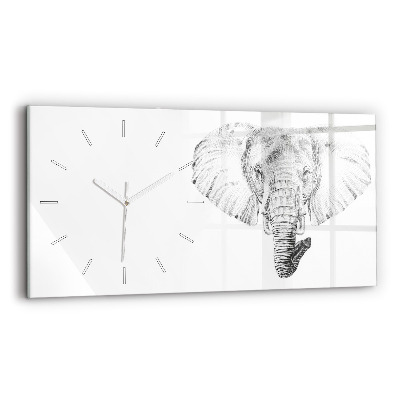 Glass wall clock rectangular Vector Elephant Head