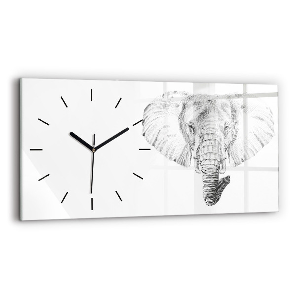 Glass wall clock rectangular Vector Elephant Head