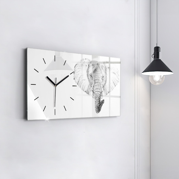 Glass wall clock rectangular Vector Elephant Head