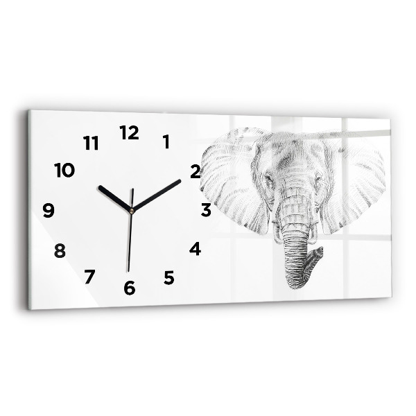 Glass wall clock rectangular Vector Elephant Head