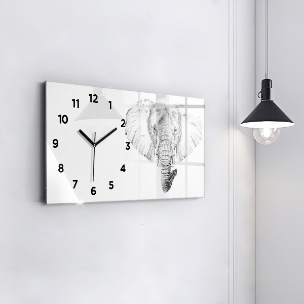 Glass wall clock rectangular Vector Elephant Head