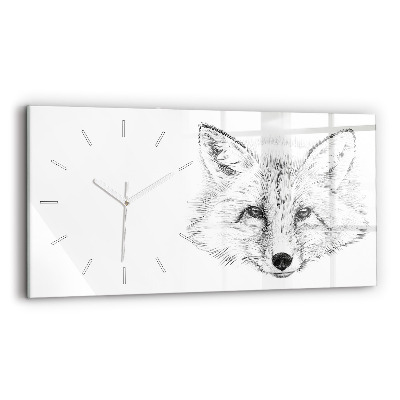 Glass wall clock rectangular Vector Fox Head