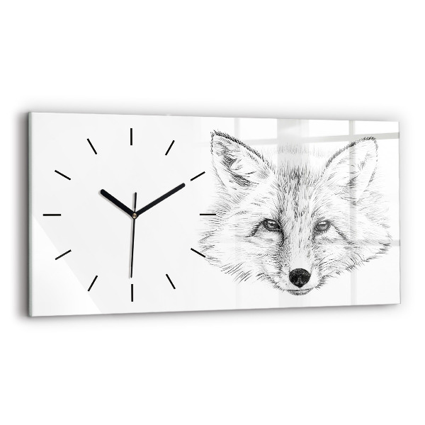 Glass wall clock rectangular Vector Fox Head