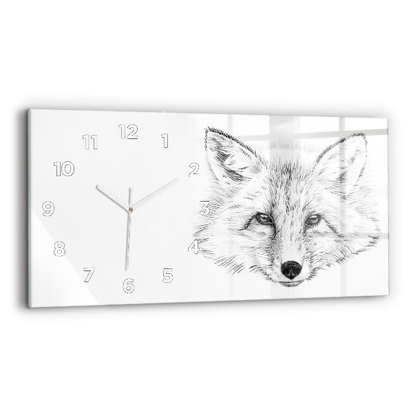 Glass wall clock rectangular Vector Fox Head