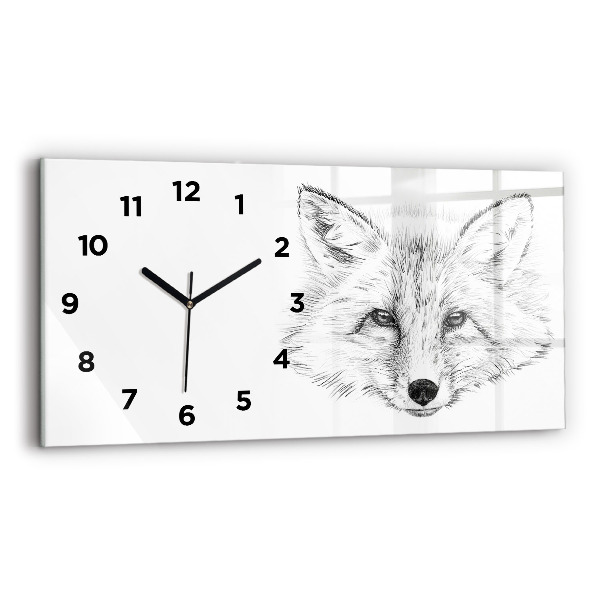 Glass wall clock rectangular Vector Fox Head