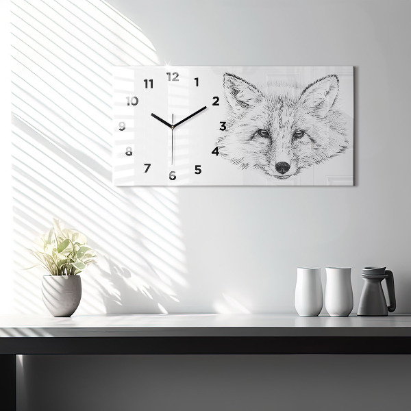 Glass wall clock rectangular Vector Fox Head
