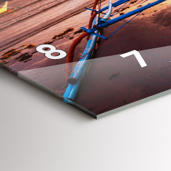 Glass wall clock rectangular Boat and sunset