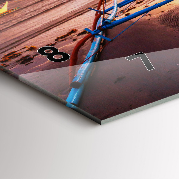 Glass wall clock rectangular Boat and sunset
