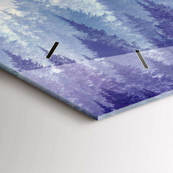 Glass wall clock rectangular Forest in the Fog
