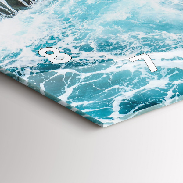 Glass wall clock rectangular Swirling foamy waves
