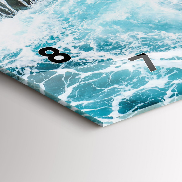 Glass wall clock rectangular Swirling foamy waves