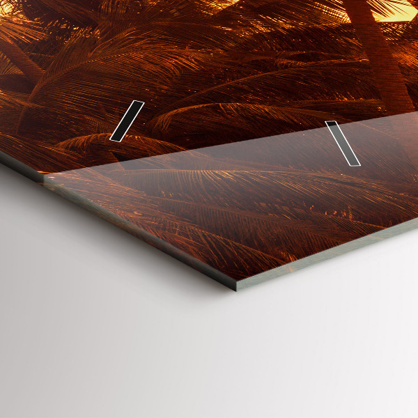 Glass wall clock rectangular Sunny palm trees