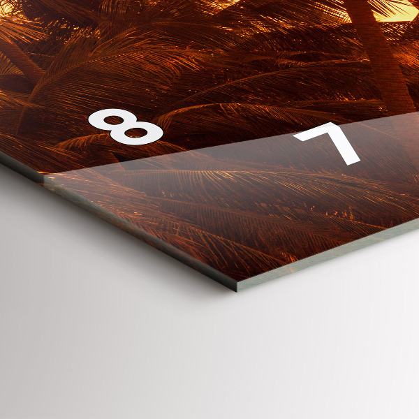 Glass wall clock rectangular Sunny palm trees