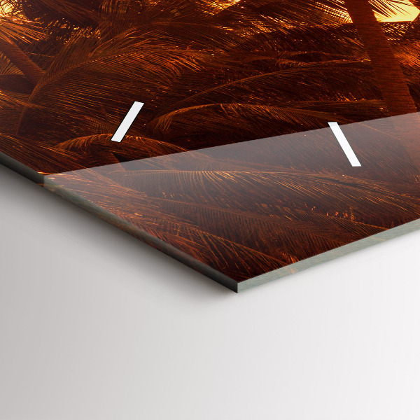 Glass wall clock rectangular Sunny palm trees