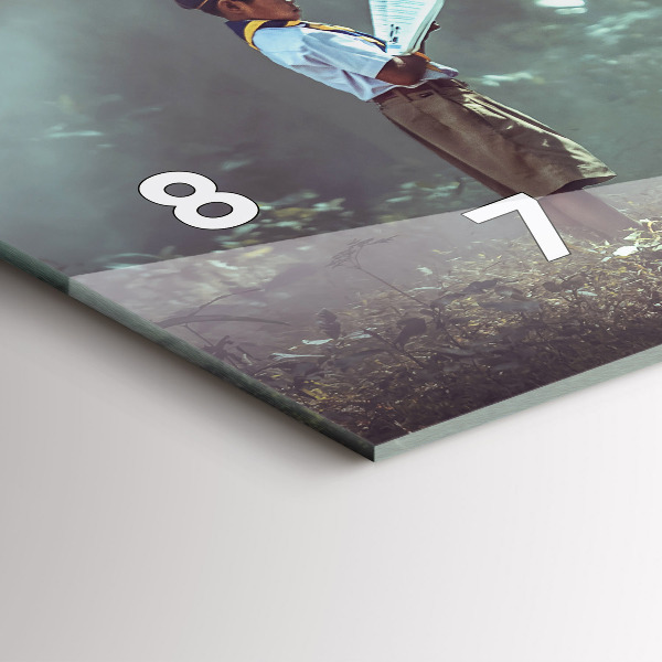 Glass wall clock rectangular A boy is reading a book