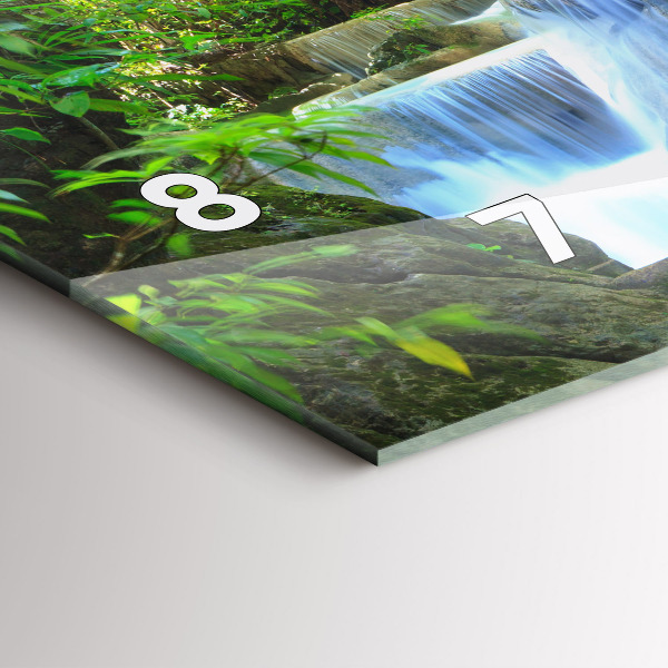 Glass wall clock rectangular Waterfall in the forest