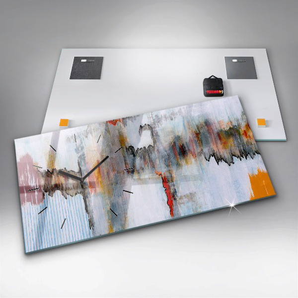 Glass wall clock rectangular Abstraction