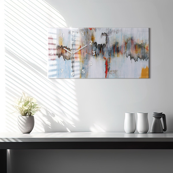 Glass wall clock rectangular Abstraction