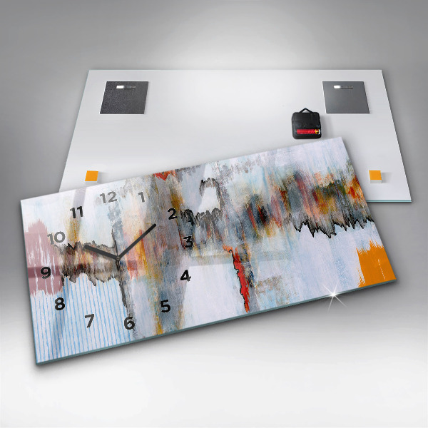 Glass wall clock rectangular Abstraction
