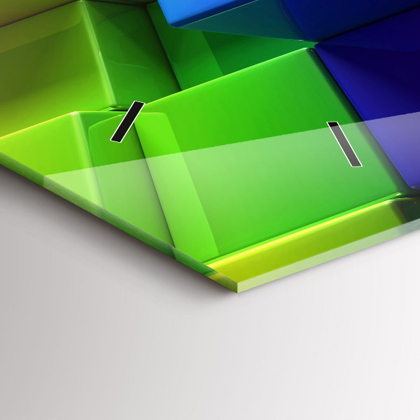 Glass wall clock rectangular Colored cubes