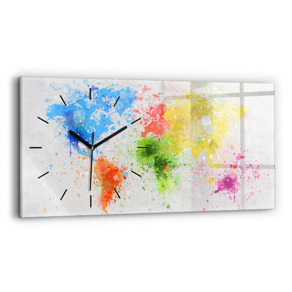 Glass wall clock rectangular World map on paper