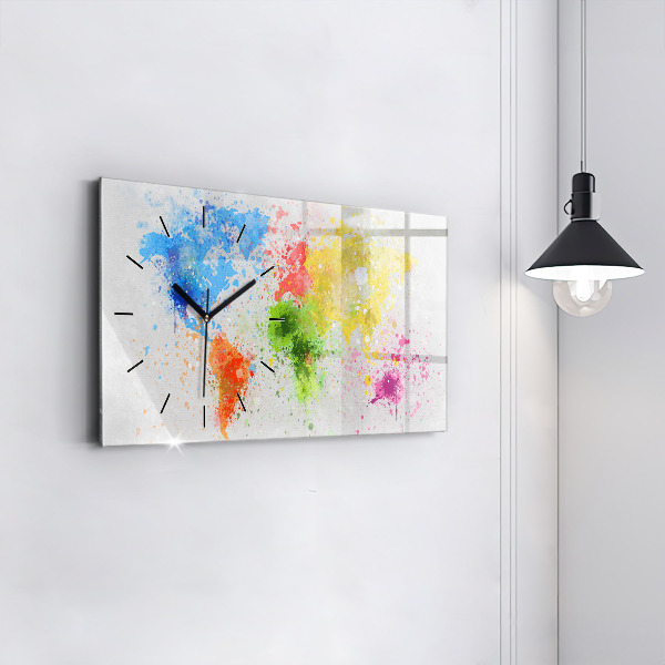 Glass wall clock rectangular World map on paper
