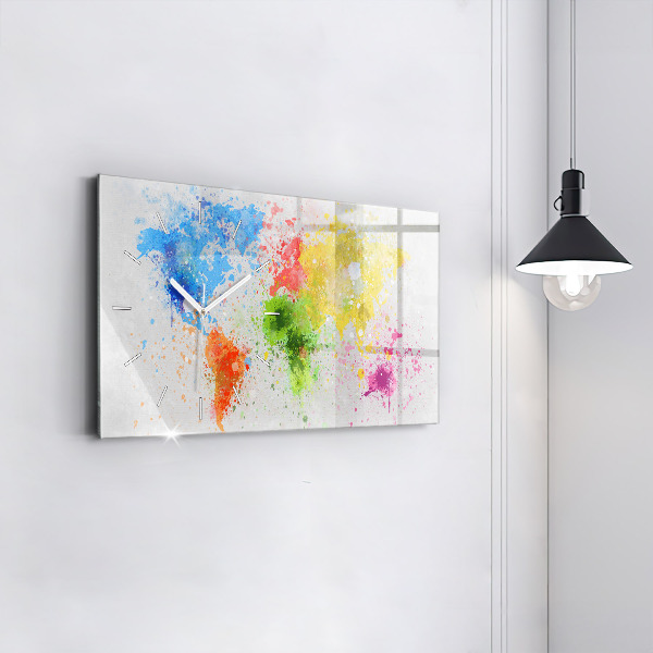 Glass wall clock rectangular World map on paper