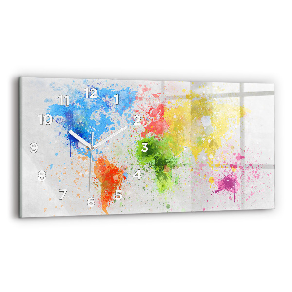 Glass wall clock rectangular World map on paper
