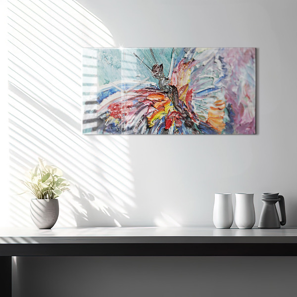 Glass wall clock rectangular Fragment of oil art