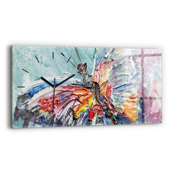 Glass wall clock rectangular Fragment of oil art