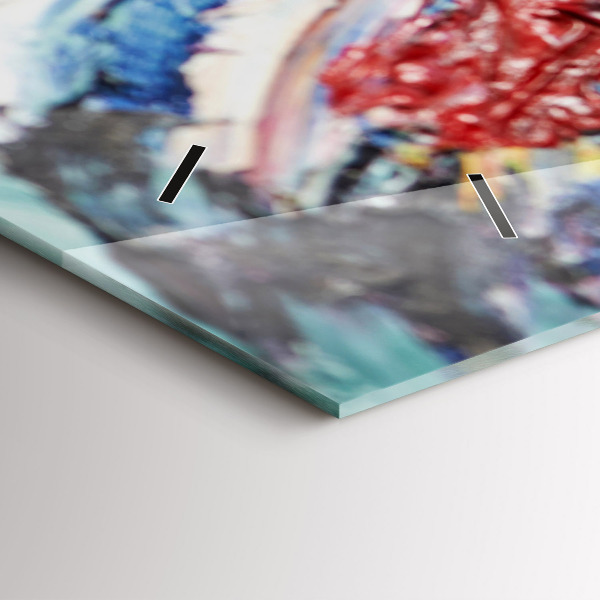 Glass wall clock rectangular Fragment of oil art